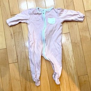Mori pink and white stripe zip pajamas